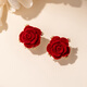 Qlady red rose earrings feminine earrings unique earrings 2025 new high-end bridal accessories birthday gift