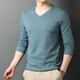 Woodpecker T-shirt for men middle-aged autumn V-neck men long-sleeved T-shirt for men chicken heart collar spring cotton solid color autumn men's top base R9863 black gray M 165100-120Jin [Jin equals 0.5 kg]
