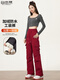 Free style velvet overalls for women in autumn and winter 2025 new style mountaineering pants with high waist and wide legs for casual sports black (velvet in winter)*quick hair*quick hair M