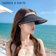 CHANEELR & KARITH草帽女防晒帽夏遮脸发箍空顶帽草编户外太阳帽小众礼物送女友老婆 卡其