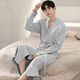 Yalu men's pure cotton nightgown waffle bathrobe men's spring and autumn cotton medium-length nightgown 2025 new style absorbent LJ16834 M [weight 100-120Jin [Jin equals 0.5 kg]]