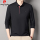 皮尔卡丹（pierre cardin）品牌纯棉长袖T恤男士中青年时尚POLO体恤衫休闲打底亲肤卫衣男装t 6625灰色 2XL 180建议150-165斤