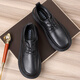 Classic Car Herren echtes Leder Casual Leder Schuhe Frühling und Herbst Cowhide Weiches Sohle Weitfußbrett Schwarz 15051 Echtes Leder Viersaison Schuhe 39
