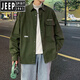 
JEEP SPIRIT workwear long-sleeved shirt men's spring and autumn Hong Kong style thin jacket trendy brand youth junior and senior high school students loose shirt 6198 green (original high quality) 3XL (suitable for weight 170 Jin [Jin equals 0.5 kg]-200 Jin [Jin equals 0.5 kg] wear)