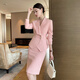 Baiyan high-end suit jacket female broadcast host lecturer work clothes fashionable temperament socialite professional wear formal wear light luxury apricot long-sleeved suit + skirt XL