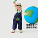 Mini Balabala boys and girls pants autumn new baby overalls cute and cute baby jeans denim dark blue 88301 100