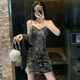 忆静萱（YIJINGXUAN）夜店小礼服女2025夏季新款夜店蹦迪亮片连衣裙名媛气质性感吊带生 浅灰色 M 95-105斤