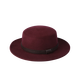 Mr DUCK French style full flat hat for women Retro calfskin webbing flat brimmed top hat for women MW362171-Enamel Burgundy (Wool Style) S(52-54cm)