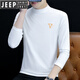 Jeep Spirit Pure Cotton Halbschildkragenpullover Basishemd Herren-Langsalz T-Shirt Middle Color Middle Collar Spring und Herbst Neues Männer T-Shirt Outer Top 6187 Charcoal Grey L [Vorgeschlagen 115-130jin [Jin gleich 0,5 kg]]]