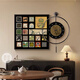 2025 new restaurant high-end decorative paintings light luxury and atmospheric medieval style Bailian LED light with clock wall K12806+PB57 70*70cm painting + 60*60cm wall clock with pendulum f