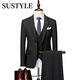 SUSTYLE high-end luxury men's suit men's suit spring and autumn business casual suit slim groom wedding three-piece suit black XL