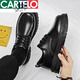 卡帝乐鳄鱼（CARTELO）新品春秋季男休闲皮鞋英伦风工装劳保工作宽脚大头马丁靴低帮皮靴 卡其 39 标准休闲鞋尺码