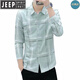 
JEEP SPIRIT long-sleeved shirt for men thin slim 2025 autumn new Korean style business casual handsome young plaid shirt 9913 gray M 90-108Jin[Jin equals 0.5 kg]