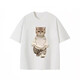 Kurashi Ichiki Light Luxury Trendy Brand 2025 Sommer Neue Katze mit kurzem T-Shirt-T-Shirt Herren High-End-losen, halbärmeligen Top Herren Black 2xl
