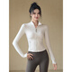 LULUUVTTOH Short Stand Collar Yoga Wear Jacket Women's Ribbed Slim Fit Sports Top Pilates Training Fitness Wear Long Sleeve Albumin S
