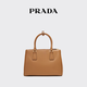 PRADA/Prada gift women's medium Prada Galleria cow leather handbag handbag caramel color