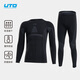 UTO compression quick-drying clothing for men and women ski clothing mountaineering outdoor sports thermal underwear set black gray (men) L