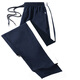 Navy blue two-bar leg-locking school uniform pants, customized plus fat plus size for boys and girls, black cotton and polyester loose sweatpants, navy blue thin-strip leg-locking XL