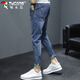Specht (Tucano) Jeans Hosen Hosen Herren Frühling und Sommer Schlankes lässig kleine Füße geschnittene Hosen Männer Elastische trendige Herrenhosen blau grau 32