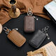 Mutuo Herren Auto Schlüsselbeutel Business Genauer Leder Textur Zipper Universal große Kapazität kreativer Taille hängen Multifunktionsschlüsselbeutel Doppelschicht Reißverschluss-Dark Kaffee