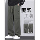 [Recommended by the Central Mother] American work pants for men in spring and summer new loose straight paratrooper pants green charge 9856 Army green 10XL m 90-105Jin [Jin equals 0.5 kg]