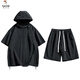 Woodpecker (TUCANO) casual sports suit for men in summer 2025 new handsome workwear hooded shorts with a set of men's clothing 7003 apricot XL