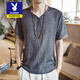 
Playboy Tang suit men short-sleeved men summer thin youth Chinese style retro buckle half-sleeved T-shirt Chinese style ancient style men's clothing 686 meters white M Reference 85-100Jin [Jin equals 0.5 kg]