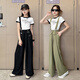 
Disney girls overalls spring and summer thin 2025 new girls large children summer suit girls summer black children's pants short sleeves 160