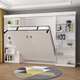 Qiangxiang wall-mounted large-capacity bookcase invisible bed integrated folding bed wall bed space-saving bed hidden bed customization CH-224 1.8m bed + mattress + 2 bookcases + 2 wardrobes in the back