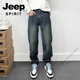 Jeep Spirit Pantalones de moda europeos y americanos Pantalones hermosos para hombres Jeans bordados bordados de estampado recto American High Street Stily Style 9226 regular 28 100-115Jin [Jin equivale a 0.5 kg]