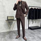 Jessons Herren-Doppelbrust gestreifter Anzug Bräutigam Hochzeitskleider Business Casual Work Work-Interview Anzug Dreiköpfig dunkelblau (Anzug + Hemd + Weste + Hose) 5xl (175-190jin [Jin gleich 0,5 kg])