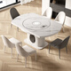 Ouoety Co., Ltd. Customized Rock Platte Esstisch 80 cm Rotary Rotary Klapptisch und Stuhlkombination Haushalt Gebrauchsinduktionskocher und Schüssel Erwärmung 14135 Meter Esstisch Felsplatte Induktionskochkocher 14