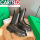 
CARTELO Boots Genuine Leather Green Sole Martin Boots Women's British Style Mid-Card Slim Chin Boots Thick Sole Chelsea Short Boots Green Sole Mid-Card (Perry) 37
