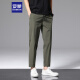 
ROMON casual pants men's summer loose sports straight pants ice silk elastic nine-point pants men's clothing 718 military green 3XL