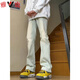 Yalu American scimitar slim jeans men's spring and autumn high street fat man large size legs thick butt big slim casual pants G869 black [high quality 20] XL 120-135Jin [Jin equals 0.5 kg]