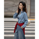 Demana intelligent denim spring simple lapel patchwork shirt comfortable hidden meat fashionable denim shirt women's top
