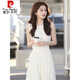 皮尔卡丹（pierre cardin）白色无袖背心连衣裙女夏季2025新款高端精致感收腰气质裙子女 白色连衣裙 S