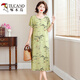 Woodpecker's new style of cotton silk dress for middle-aged mothers in summer, middle-aged and elderly high-end fashionable rich wife artificial cotton skirt No. 4 color 719# XL Recommended 90-110Jin [Jin equals 0.5 kg]
