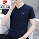 
Pierre cardin summer men's short-sleeved T-shirt v-neck pure cotton half-sleeved chicken heart neck T-shirt trendy slim body thin men's clothing black YD7029 M
