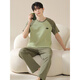 Langsha Pajamas para hombres Pantalones de manga corta de algodón puro en verano delgada de gran tamaño de gran tamaño de algodón ropa para el hogar NS13601 L