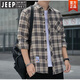 Jeep Spirit Jeep Plaid Camiseta informal de primavera y otoño Camisa de manga larga Top coreana RETRO SUMER SUMPLE K12111 M Azul + K12111 Amarillo Azul XL 125-145Jin [Jin iguala 0.5 kg]