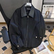 Poum Men's Joint en daim veste nouvelle marque de mode masculine American rétro polyvalent pilote de veste lâche hommes SSQ-693 Black XL