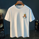 Qianji (QIANJI) 2025 new summer short-sleeved T-shirt for men's trendy brand loose internet celebrity bear same printed casual half-sleeved T-shirt for men white [JSW9922] L suitable for 109-123Jin [Jin equals 0.5 kg] wear