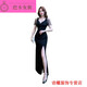 Njtd neuer sexy flüssiges Feld langer Rockbad Sauna Techniker Temperament Abendkleid Lange Bar Arbeit Kleidung b3883 schwarz m