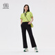 KOLON SPORT/可隆阔腿针织裤 女子混纺直筒松紧腰户外露营徒步工装休闲裤 LKLP5MT718-BK 黑色 M 165/74A