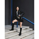 ELLE French modern short leather jacket for women 2025 spring new fashionable PU leather design chic top black L