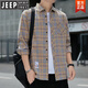 Jeep Spirit Jeep Plaid Camiseta informal de primavera y otoño Camisa de manga larga Top coreana RETRO SUMER SUMPLE K12111 M Azul + K12111 Amarillo Azul XL 125-145Jin [Jin iguala 0.5 kg]