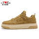Bull Family Herrenschuhe, Frühlings- und Herbst-Retro Workwear-Schuhe, Herren-Low-Top-dick-gesetzte lässige Lederschuhe, Weizenfarbe 40