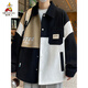 Scarecrow (mexicano) primavera y otoño de moda grasa de contraste Color empalmado chaqueta de camisa de moda de los hombres más grasa más gran tamaño chaqueta casual suelta d687-rosa m recomendado 85-110jin [Jin equivale a 0.5 kg]