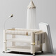 Cool Douding Deep Sleeping Crib pliant épissage grand lit pour bébé lit nouveau-né pour bébé lit intelligent lit bébé lit + moustique net + panier de rangement + matelas en fibre + appareil photo